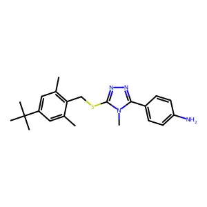 4-[5-[(4-tert-butyl-2,6-dimethylphenyl)methylsulfanyl]-4-methyl-1,2,4-triazol-3-yl]aniline structure