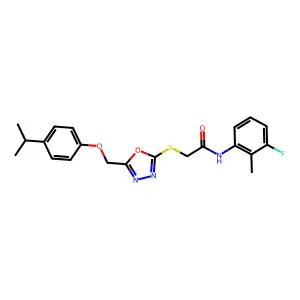 N-(3-fluoro-2-methylphenyl)-2-[(5-{[4-(propan-2-yl)phenoxy]methyl}-1,3,4-oxadiazol-2-yl)sulfanyl]acetamide structure