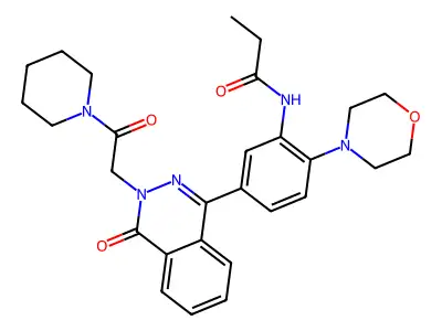 N-[2-morpholin-4-yl-5-[4-oxo-3-(2-oxo-2-piperidin-1-ylethyl)phthalazin-1-yl]phenyl]propanamide structure