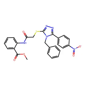 methyl 2-[({[4-benzyl-5-(4-nitrophenyl)-4H-1,2,4-triazol-3-yl]sulfanyl}acetyl)amino]benzoate structure