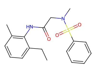 2-[benzenesulfonyl(methyl)amino]-N-(2-ethyl-6-methylphenyl)acetamide structure