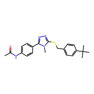 N-(4-{5-[(4-tert-butylbenzyl)sulfanyl]-4-methyl-4H-1,2,4-triazol-3-yl}phenyl)acetamide structure