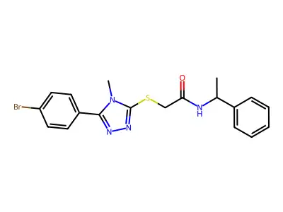 2-[[5-(4-bromophenyl)-4-methyl-1,2,4-triazol-3-yl]sulfanyl]-N-(1-phenylethyl)acetamide structure