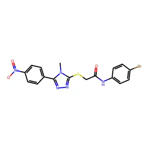 N-(4-bromophenyl)-2-[[4-methyl-5-(4-nitrophenyl)-1,2,4-triazol-3-yl]sulfanyl]acetamide structure