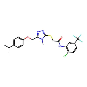 N-[2-chloro-5-(trifluoromethyl)phenyl]-2-[(4-methyl-5-{[4-(propan-2-yl)phenoxy]methyl}-4H-1,2,4-triazol-3-yl)sulfanyl]acetamide structure