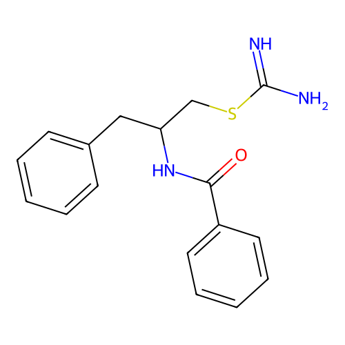 (2-Benzamido-3-phenylpropyl) carbamimidothioate structure