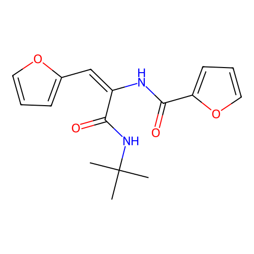 N-[1-[(tert-butylamino)carbonyl]-2-(2-furyl)vinyl]-2-furamide structure