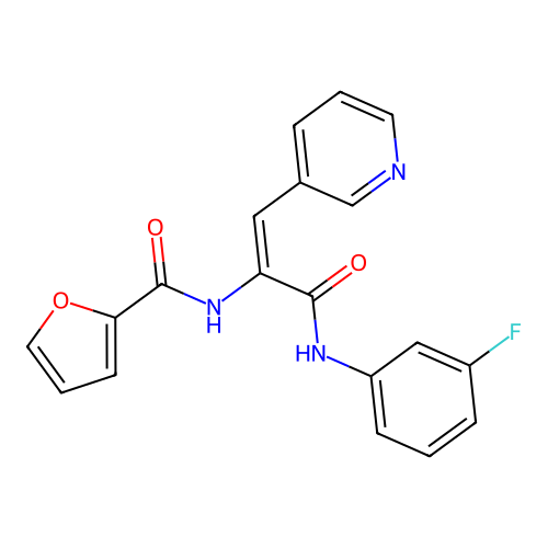 N-[1-{[(3-fluorophenyl)amino]carbonyl}-2-(3-pyridinyl)vinyl]-2-furamide structure