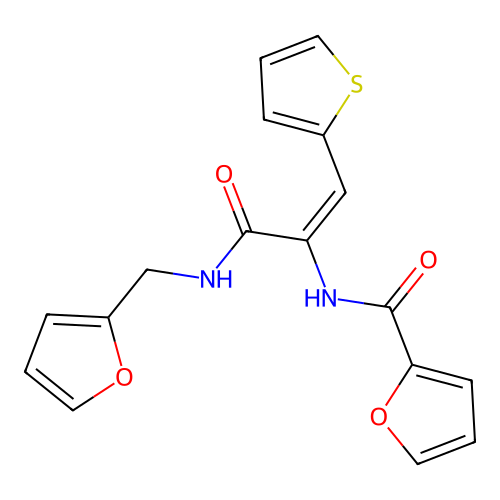 N-[1-{[(2-furylmethyl)amino]carbonyl}-2-(2-thienyl)vinyl]-2-furamide structure