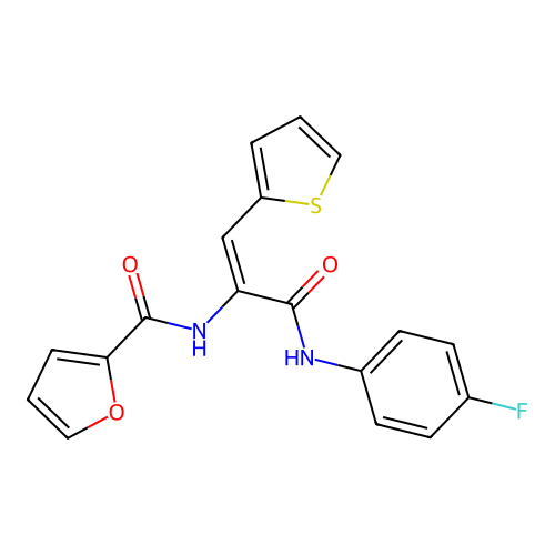 N-[1-{[(4-fluorophenyl)amino]carbonyl}-2-(2-thienyl)vinyl]-2-furamide structure