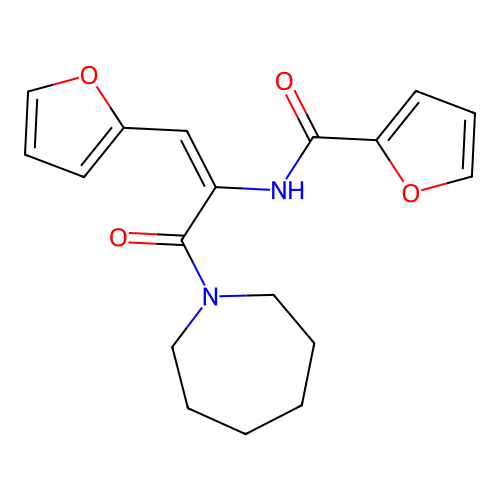 N-[(1E)-3-(azepan-1-yl)-1-(furan-2-yl)-3-oxoprop-1-en-2-yl]furan-2-carboxamide structure