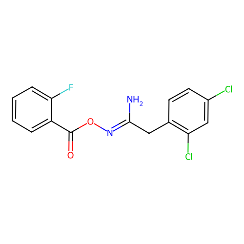 (1Z)-2-(2,4-dichlorophenyl)-N'-{[(2-fluorophenyl)carbonyl]oxy}ethanimidamide structure