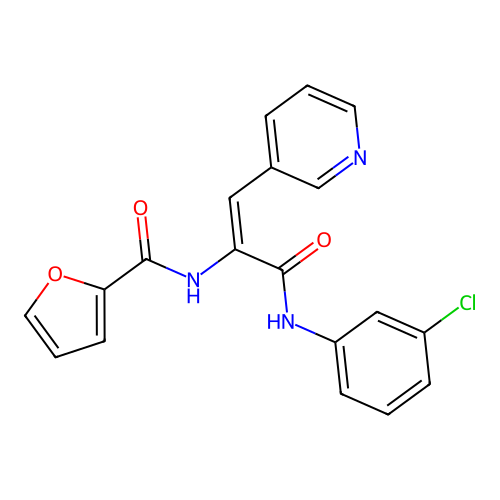 N-[1-{[(3-chlorophenyl)amino]carbonyl}-2-(3-pyridinyl)vinyl]-2-furamide structure
