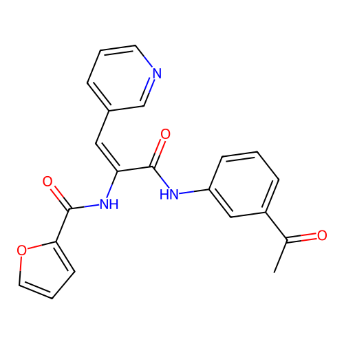 N-[1-{[(3-acetylphenyl)amino]carbonyl}-2-(3-pyridinyl)vinyl]-2-furamide structure