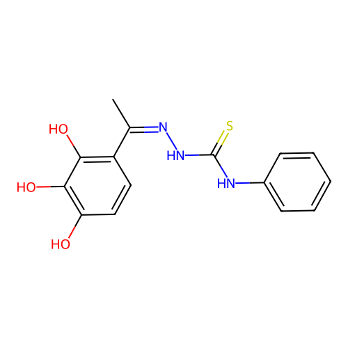 1-Phenyl-3-[1-(2,3,4-trihydroxyphenyl)ethylideneamino]thiourea structure