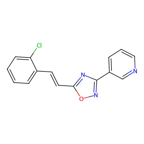 5-[(E)-2-(2-chlorophenyl)ethenyl]-3-pyridin-3-yl-1,2,4-oxadiazole structure