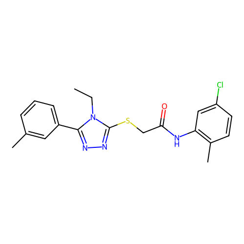 N-(5-chloro-2-methylphenyl)-2-{[4-ethyl-5-(3-methylphenyl)-4H-1,2,4-triazol-3-yl]sulfanyl}acetamide structure