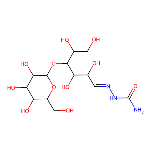 (2E)-2-(2,3,5,6-Tetrahydroxy-4-{[3,4,5-trihydroxy-6-(hydroxymethyl)oxan-2-yl]oxy}hexylidene)hydrazine-1-carboxamide structure