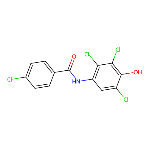(4-chlorophenyl)-N-(2,3,5-trichloro-4-hydroxyphenyl)carboxamide structure