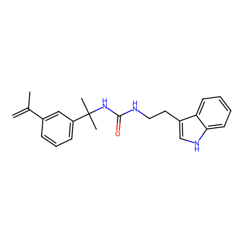 N-[2-(1H-indol-3-yl)ethyl]-N'-[1-(3-isopropenylphenyl)-1-methylethyl]urea structure