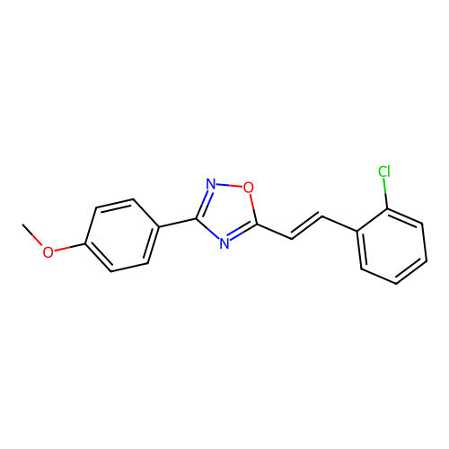 5-[(E)-2-(2-chlorophenyl)ethenyl]-3-(4-methoxyphenyl)-1,2,4-oxadiazole structure