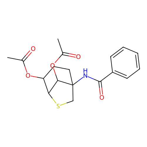 1-Benzamido-4,8-diacetoxy-6-thiabicyclo[3.2.1]octane structure