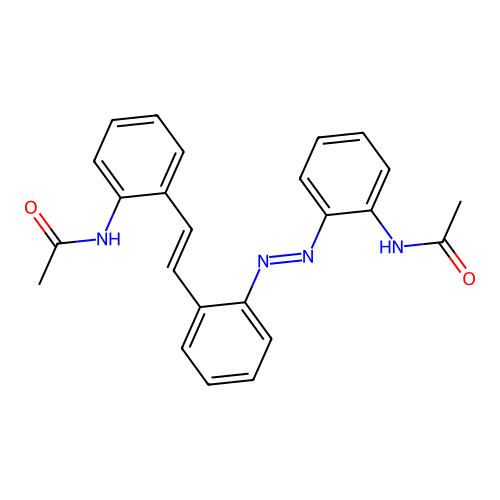 N-[2-[2-[2-[(2-acetamidophenyl)diazenyl]phenyl]ethenyl]phenyl]acetamide structure