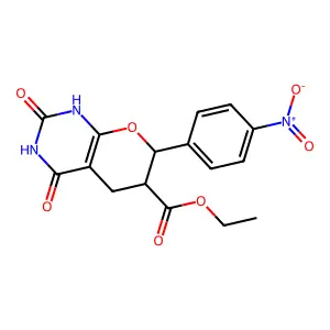 Ethyl 2,4-dihydroxy-7-(4-(hydroxy(oxido)amino)phenyl)-6,7-dihydro-5H-pyrano(2,3-d)pyrimidine-6-carboxylate structure