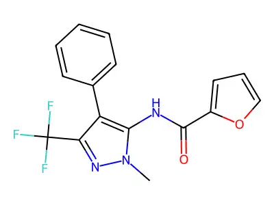 N-[2-methyl-4-phenyl-5-(trifluoromethyl)pyrazol-3-yl]furan-2-carboxamide structure