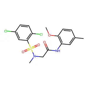 2-[(2,5-dichlorophenyl)sulfonyl-methylamino]-N-(2-methoxy-5-methylphenyl)acetamide structure