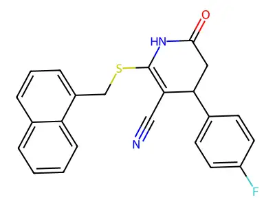 4-(4-fluorophenyl)-6-(naphthalen-1-ylmethylsulfanyl)-2-oxo-3,4-dihydro-1H-pyridine-5-carbonitrile structure