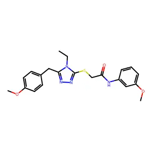 2-[[4-ethyl-5-[(4-methoxyphenyl)methyl]-1,2,4-triazol-3-yl]sulfanyl]-N-(3-methoxyphenyl)acetamide structure