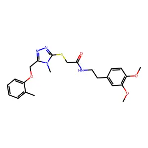 N-[2-(3,4-dimethoxyphenyl)ethyl]-2-({4-methyl-5-[(2-methylphenoxy)methyl]-4H-1,2,4-triazol-3-yl}sulfanyl)acetamide structure