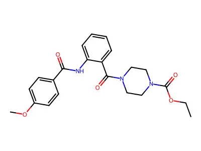 Ethyl 4-{2-[(4-methoxybenzoyl)amino]benzoyl}-1-piperazinecarboxylate structure