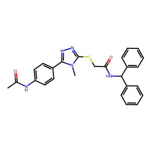 2-[[5-(4-acetamidophenyl)-4-methyl-1,2,4-triazol-3-yl]sulfanyl]-N-benzhydrylacetamide structure