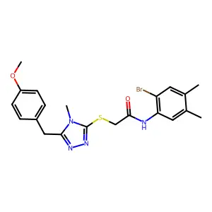 N-(2-bromo-4,5-dimethylphenyl)-2-[[5-[(4-methoxyphenyl)methyl]-4-methyl-1,2,4-triazol-3-yl]sulfanyl]acetamide structure
