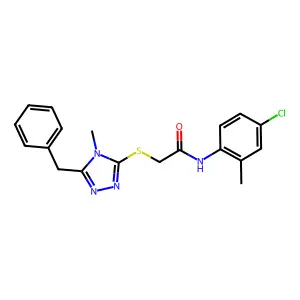 2-[(5-benzyl-4-methyl-1,2,4-triazol-3-yl)sulfanyl]-N-(4-chloro-2-methylphenyl)acetamide structure