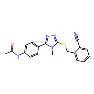 N-(4-{5-[(2-cyanobenzyl)sulfanyl]-4-methyl-4H-1,2,4-triazol-3-yl}phenyl)acetamide structure