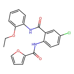 N-[4-chloro-2-[(2-ethoxyanilino)-oxomethyl]phenyl]-2-furancarboxamide structure