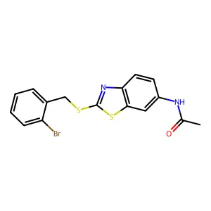 N-{2-[(2-bromobenzyl)sulfanyl]-1,3-benzothiazol-6-yl}acetamide structure