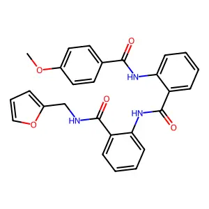 N-[2-(furan-2-ylmethylcarbamoyl)phenyl]-2-[(4-methoxybenzoyl)amino]benzamide structure