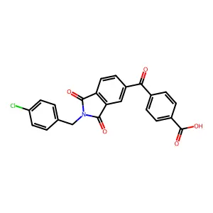 4-(2-(4-chlorobenzyl)-1,3-dioxoisoindoline-5-carbonyl)benzoic acid structure