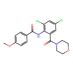 N-[2,4-dichloro-6-(4-morpholinylcarbonyl)phenyl]-4-methoxybenzamide structure