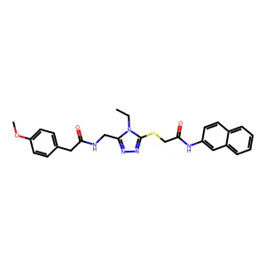 2-{[4-ethyl-5-({[(4-methoxyphenyl)acetyl]amino}methyl)-4H-1,2,4-triazol-3-yl]sulfanyl}-N-(naphthalen-2-yl)acetamide structure