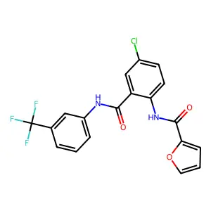N-[4-chloro-2-[[3-(trifluoromethyl)phenyl]carbamoyl]phenyl]furan-2-carboxamide structure