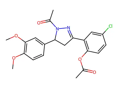 [2-[2-acetyl-3-(3,4-dimethoxyphenyl)-3,4-dihydropyrazol-5-yl]-4-chlorophenyl] acetate structure