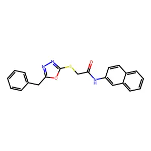 2-[(5-benzyl-1,3,4-oxadiazol-2-yl)sulfanyl]-N-naphthalen-2-ylacetamide structure