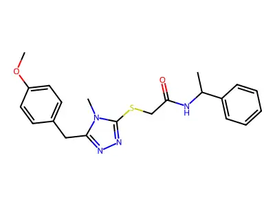 2-{[5-(4-methoxybenzyl)-4-methyl-4H-1,2,4-triazol-3-yl]sulfanyl}-N-(1-phenylethyl)acetamide structure