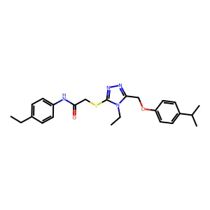 N-(4-ethylphenyl)-2-[(4-ethyl-5-{[4-(propan-2-yl)phenoxy]methyl}-4H-1,2,4-triazol-3-yl)sulfanyl]acetamide structure