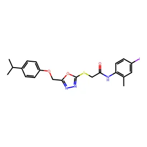N-(4-iodo-2-methylphenyl)-2-[(5-{[4-(propan-2-yl)phenoxy]methyl}-1,3,4-oxadiazol-2-yl)sulfanyl]acetamide structure